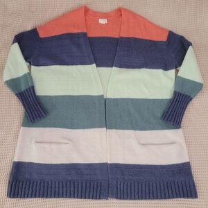 Wool Mohair Blend Color block Cardigan Size 2X